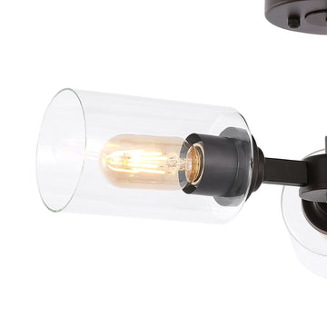 Jaymes 20" Farmhouse Industrial Iron Cylinder LED Semi Flush Mount - JONATHAN Y
